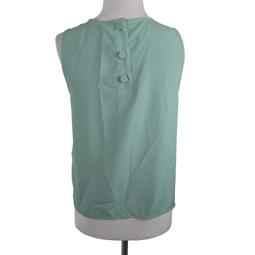 J.Crew Women's Top XS Sleeveless Mint Green Style # BY429 Blouse Matte Satin - Picture 4 of 7